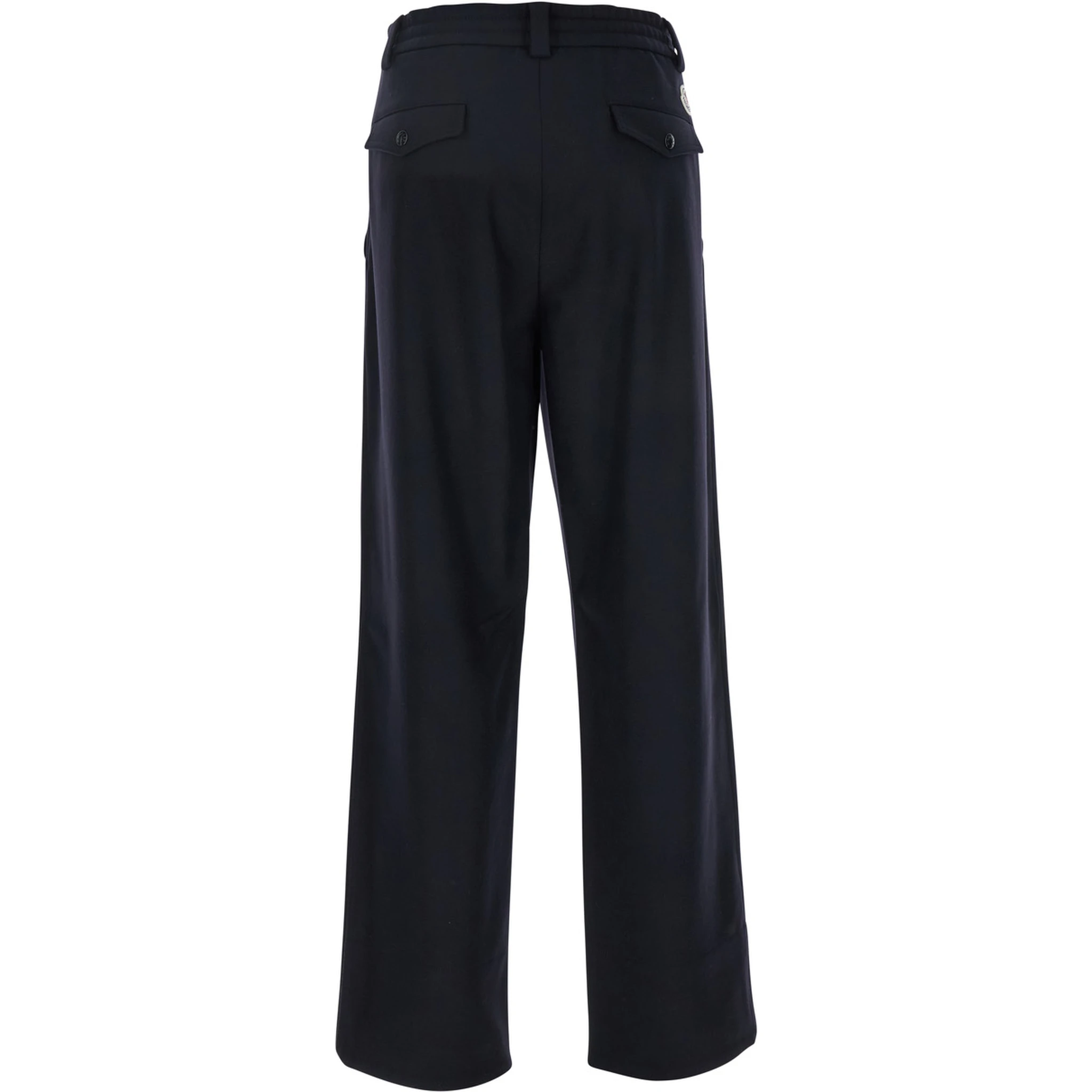 Blue Pants with Drawstring Elastic Waist and Logo Patch on the Rear in Wool Man