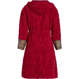 New Tradition Red Hooded Bath Robe with Ornamental Print Etro Home