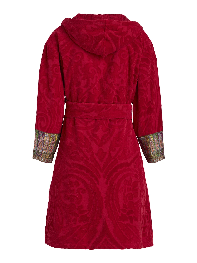 New Tradition Red Hooded Bath Robe with Ornamental Print Etro Home