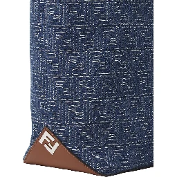 Blue Shopper With Long Handles And All Over FF Motif In Cotton Man