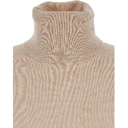 Educata Beige Sweater with Turtleneck in Wool Woman