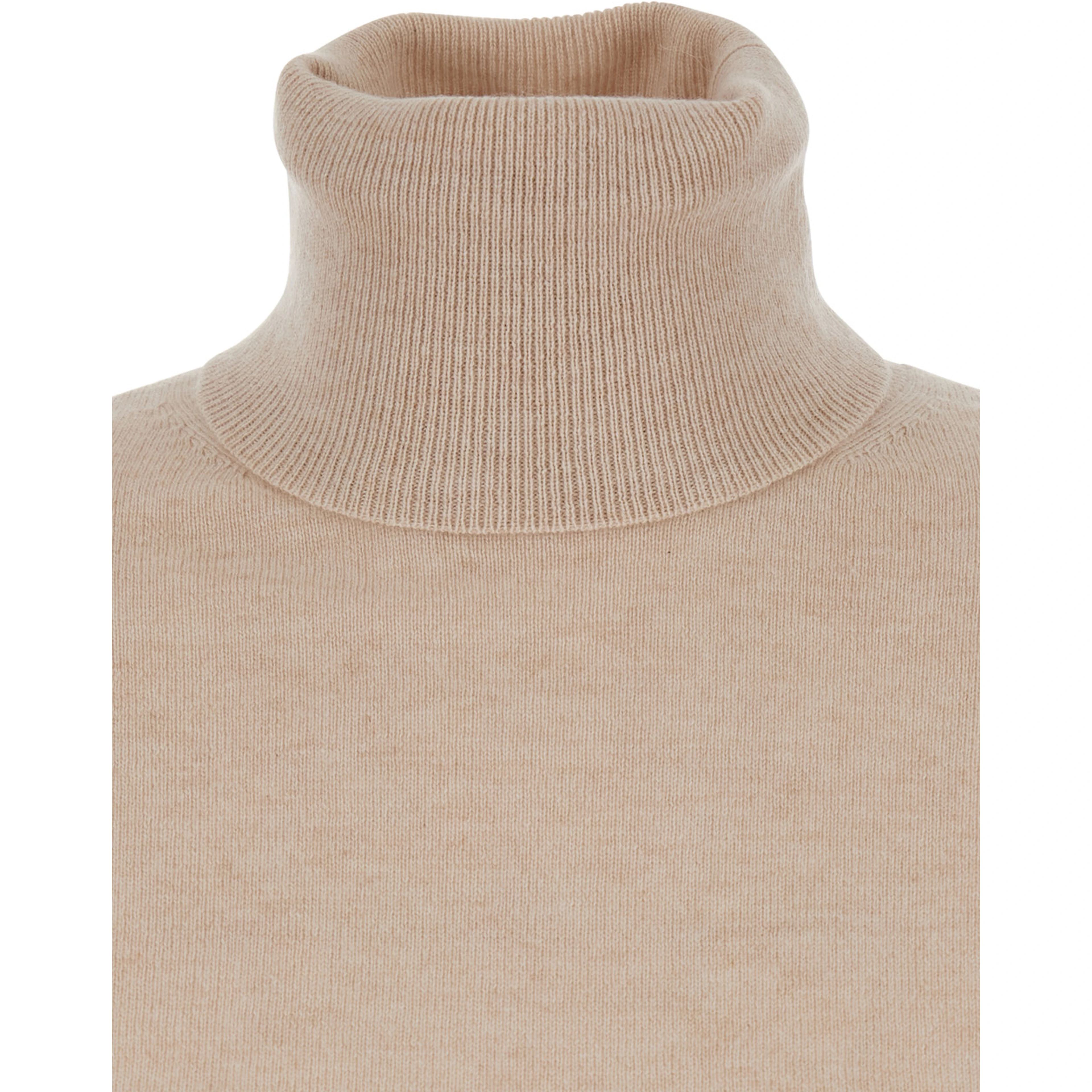 Educata Beige Sweater with Turtleneck in Wool Woman