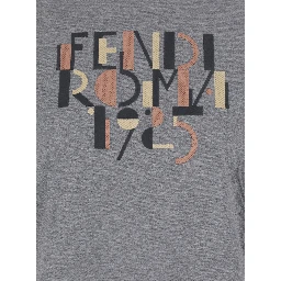Grey Crewneck T-Shirt with Logo Detail on the Front in Cotton Woman