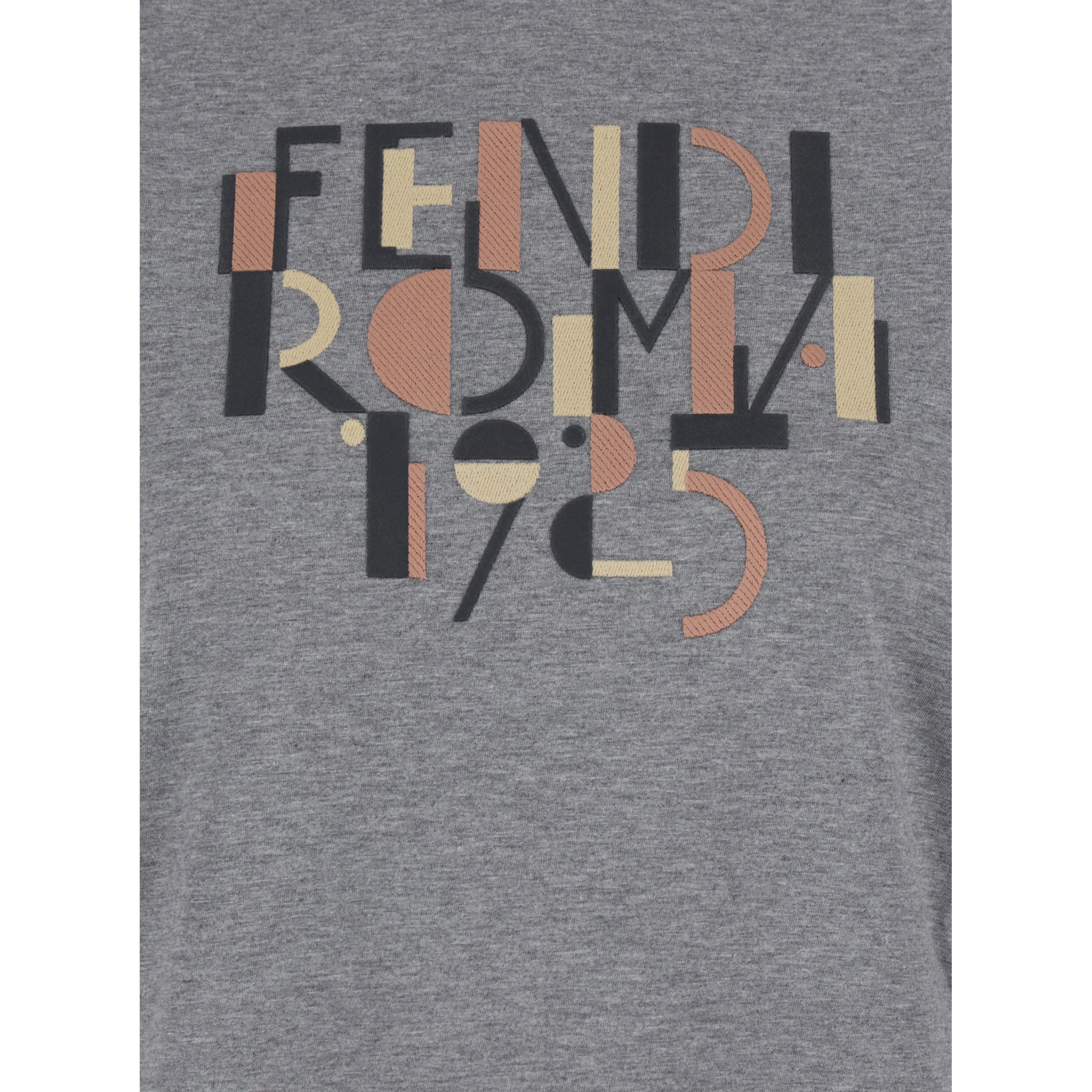 Grey Crewneck T-Shirt with Logo Detail on the Front in Cotton Woman