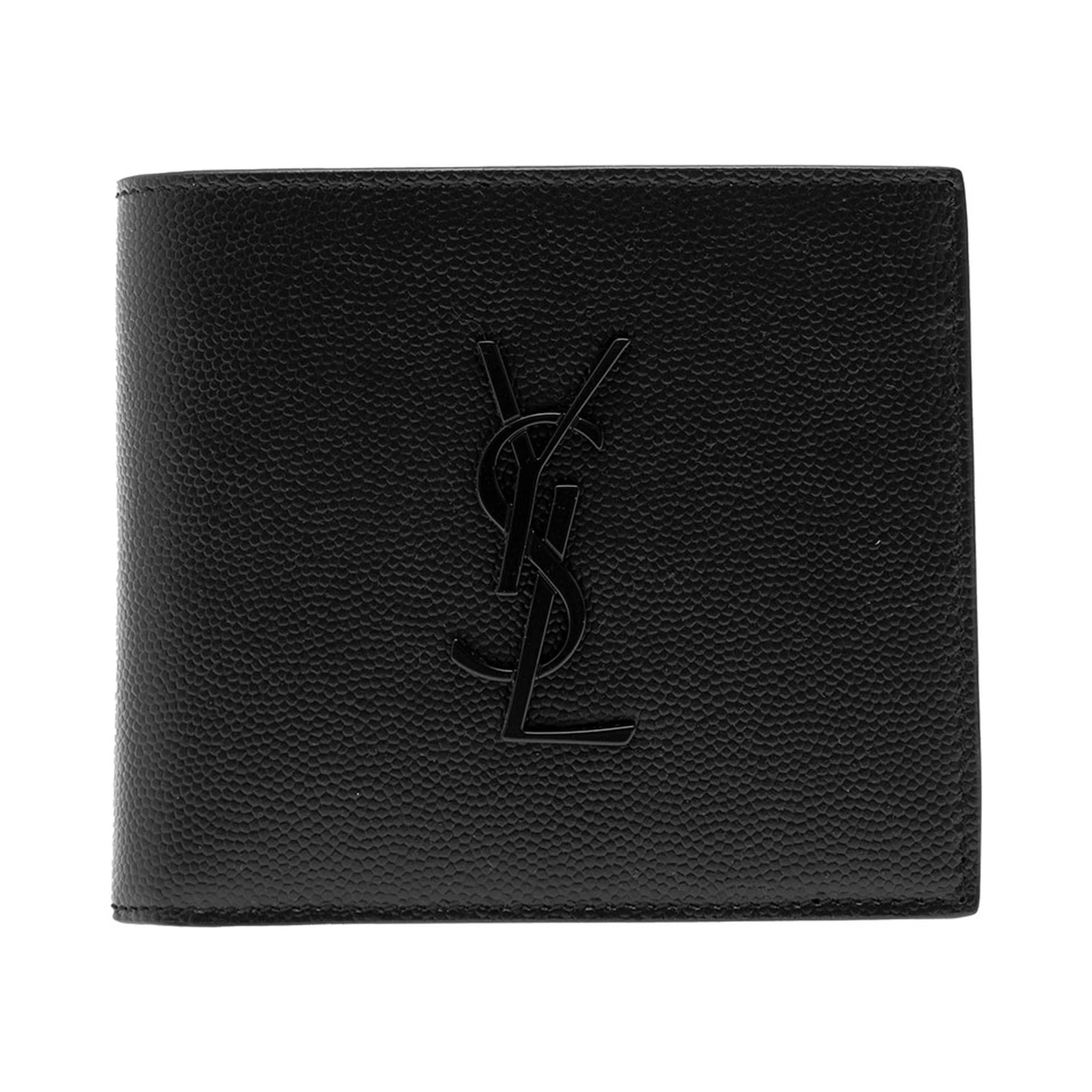 Black Bi-Fold Wallet with Cassandre Detail in Hammered Leather Man
