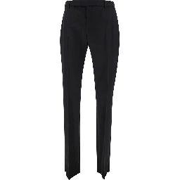 بنطال رجالي أسود مصمم خصيصًا من الصوف مع أزرار أمامية