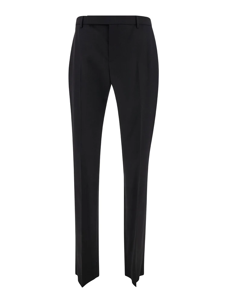 بنطال رجالي أسود مصمم خصيصًا من الصوف مع أزرار أمامية