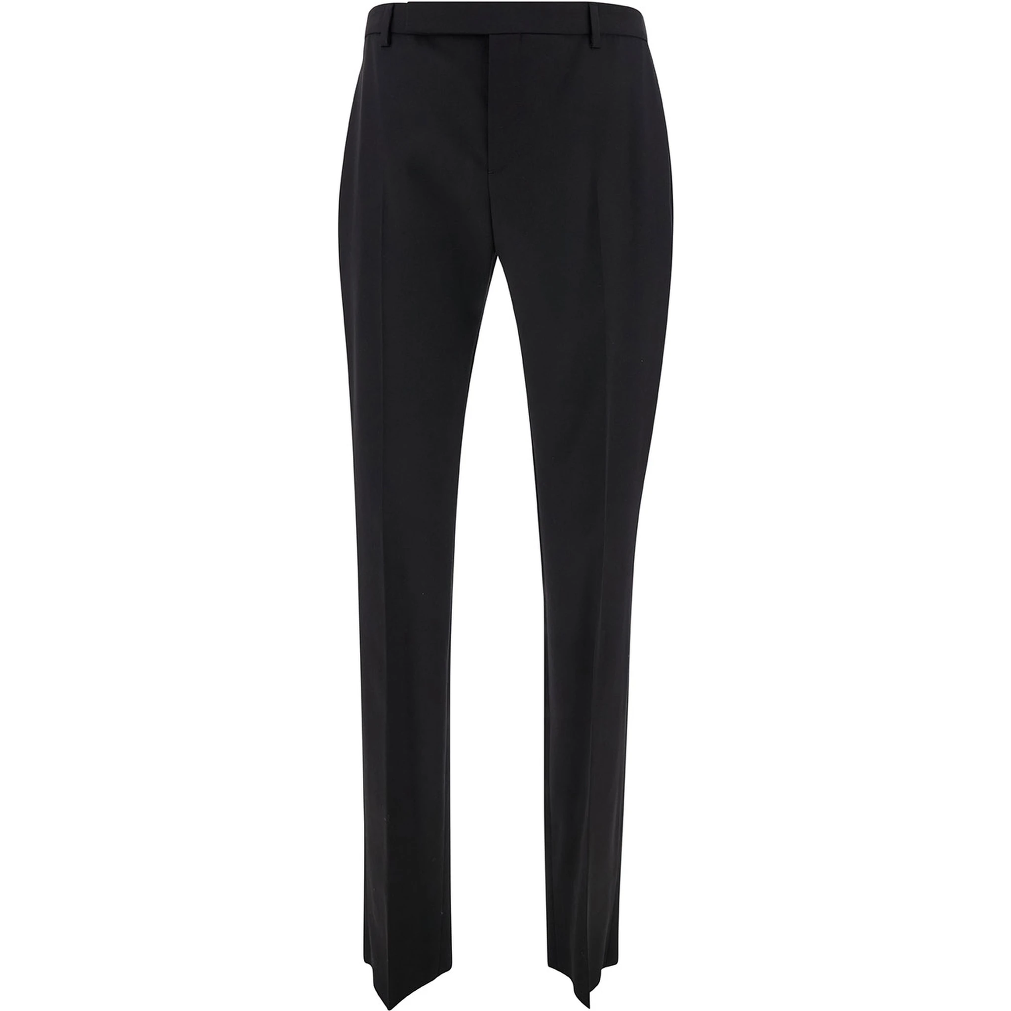 بنطال رجالي أسود مصمم خصيصًا من الصوف مع أزرار أمامية