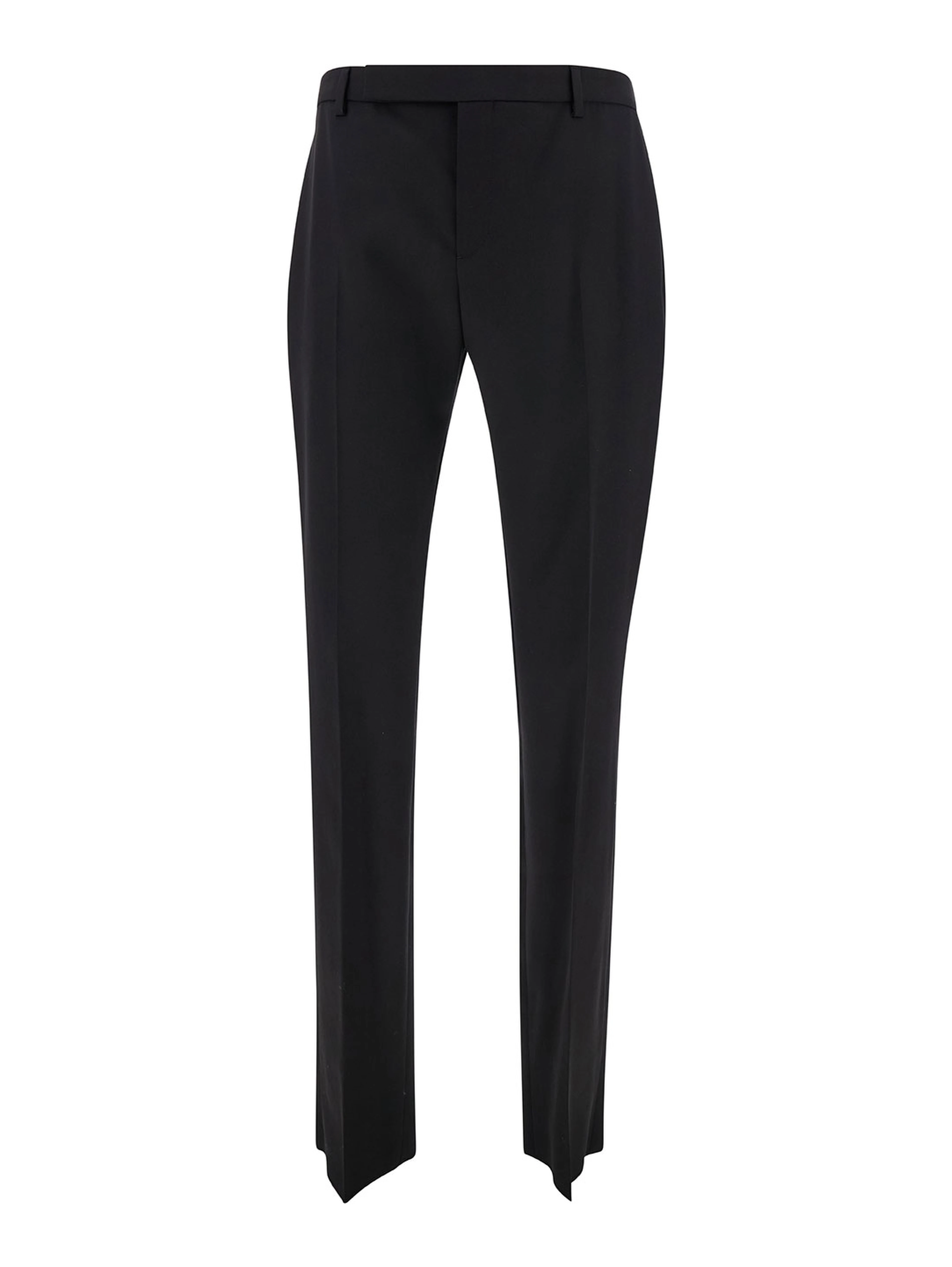 Black Tailored Pants with Front Pinces in Wool Man