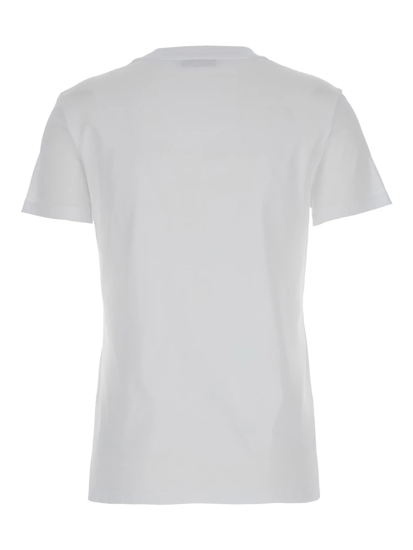 White T-shirt with Pocket with Logo in Cotton Woman