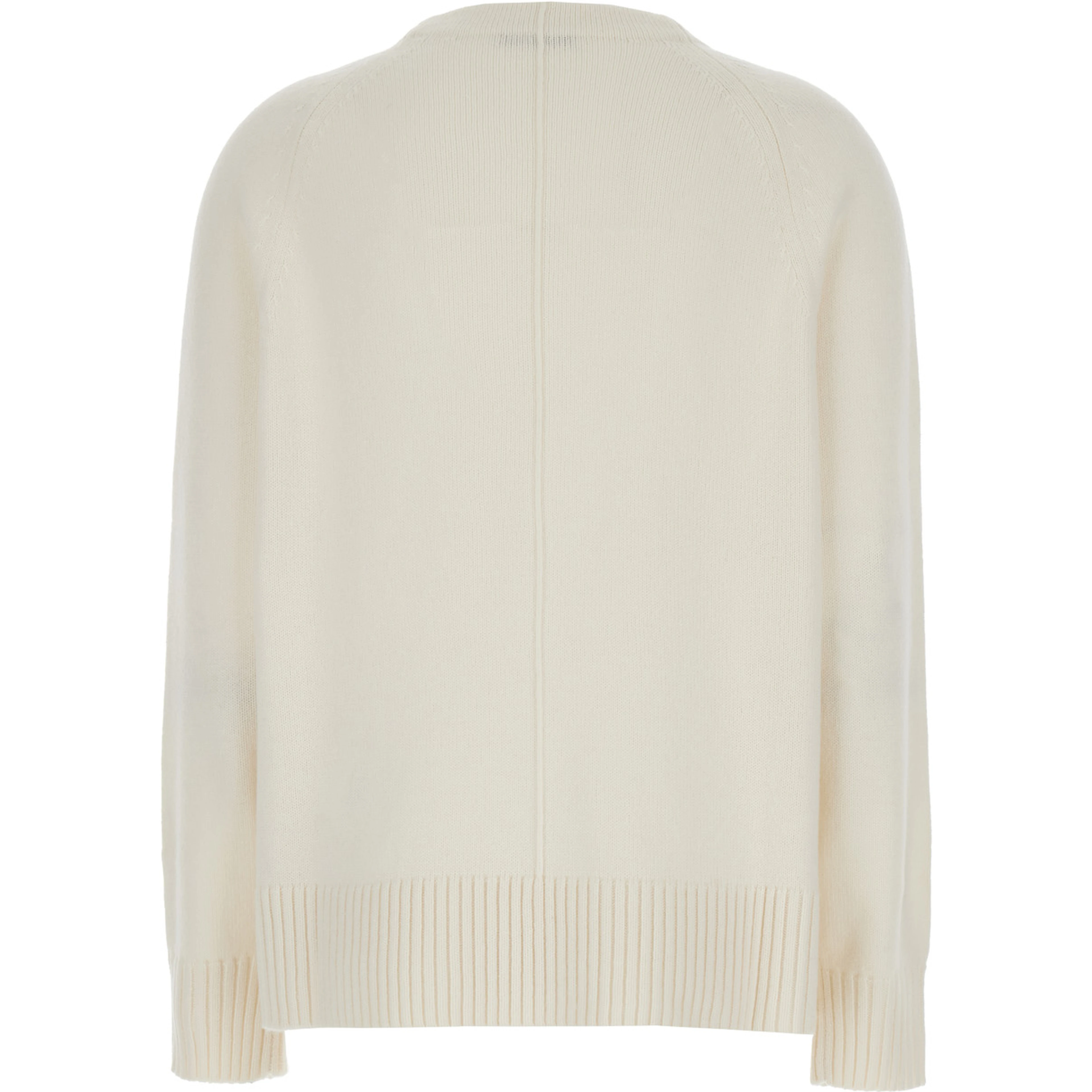 Toldim White Crewneck Sweater with Middle Stitch Detail in Cashmere Woman