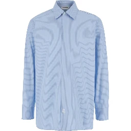 Light-Blue Pinstriped Shirt with Pointed Collar in Cotton Man