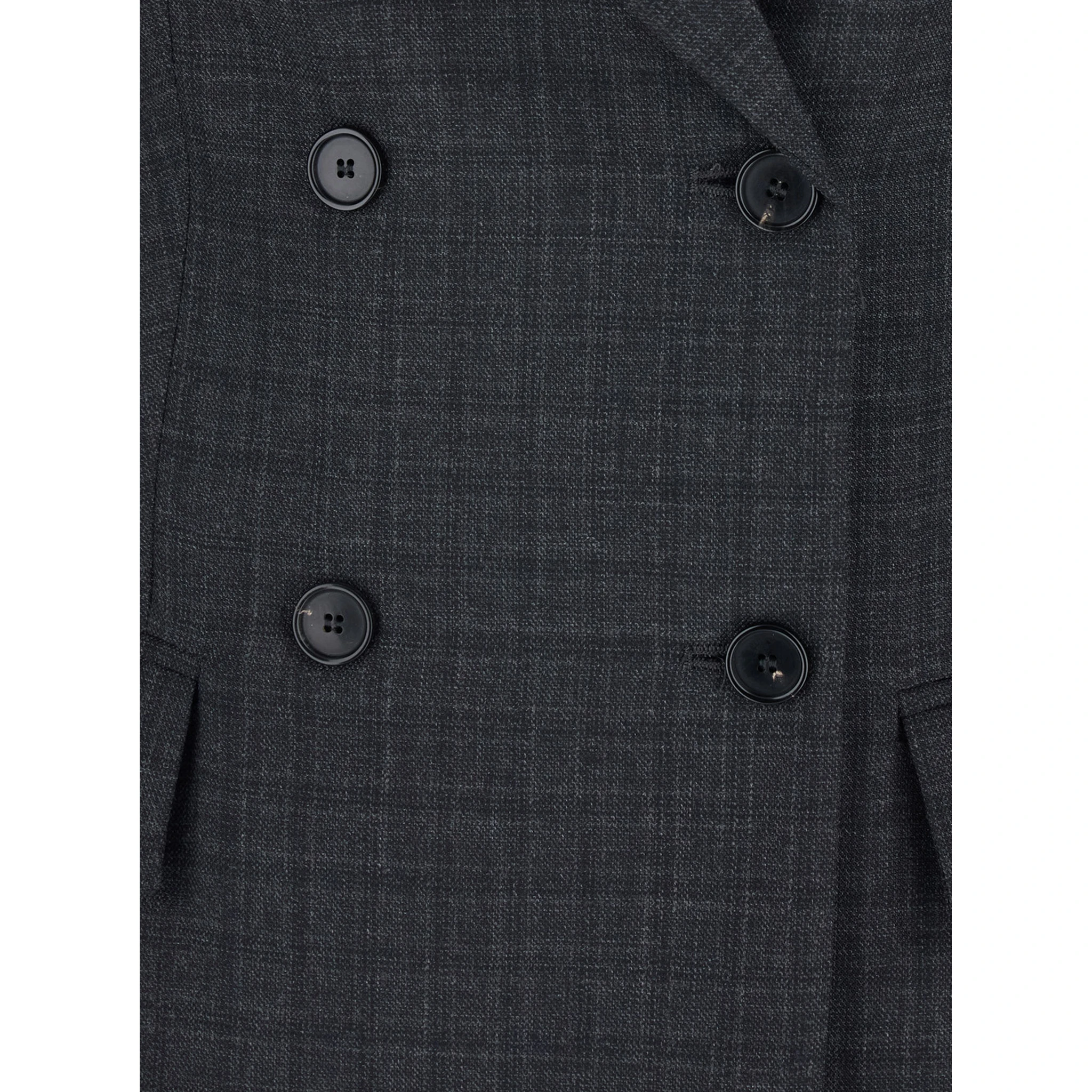 Grey Double-Breasted Jacket with Peak Revers and All-Over Striped Motif in Wool Woman