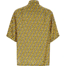 Yellow Shirt with Fendi Labyrinth Motiv in Silk Man
