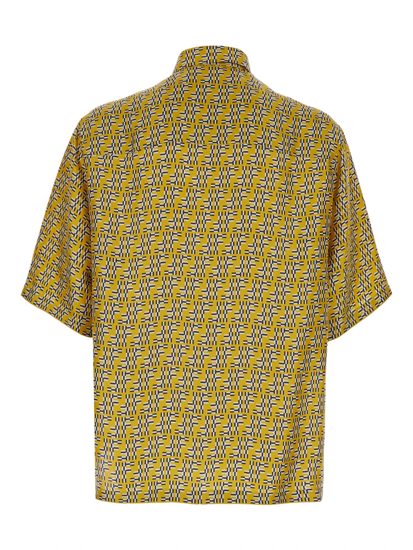 Yellow Shirt with Fendi Labyrinth Motiv in Silk Man