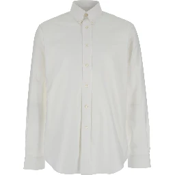 White Shirt with Logo Embroidered on the Front in Cotton Man