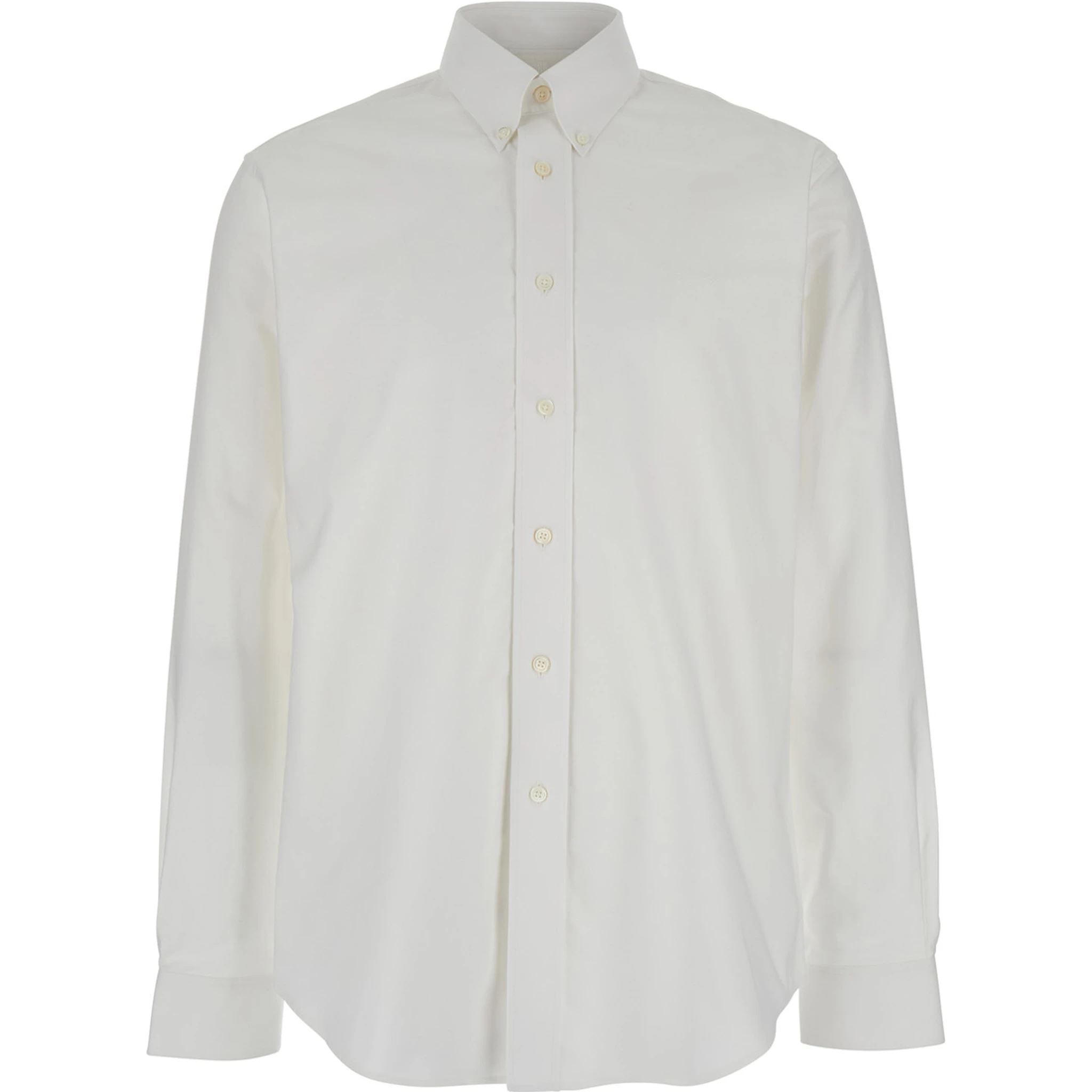 White Shirt with Logo Embroidered on the Front in Cotton Man