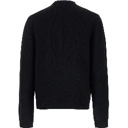 Black Crewneck Sweater with Web Detail in Cashmere Man