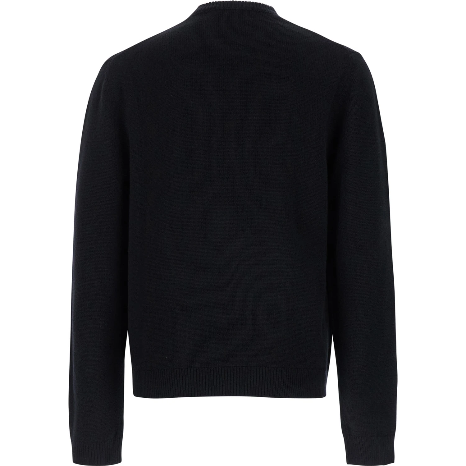 Black Crewneck Sweater with Web Detail in Cashmere Man