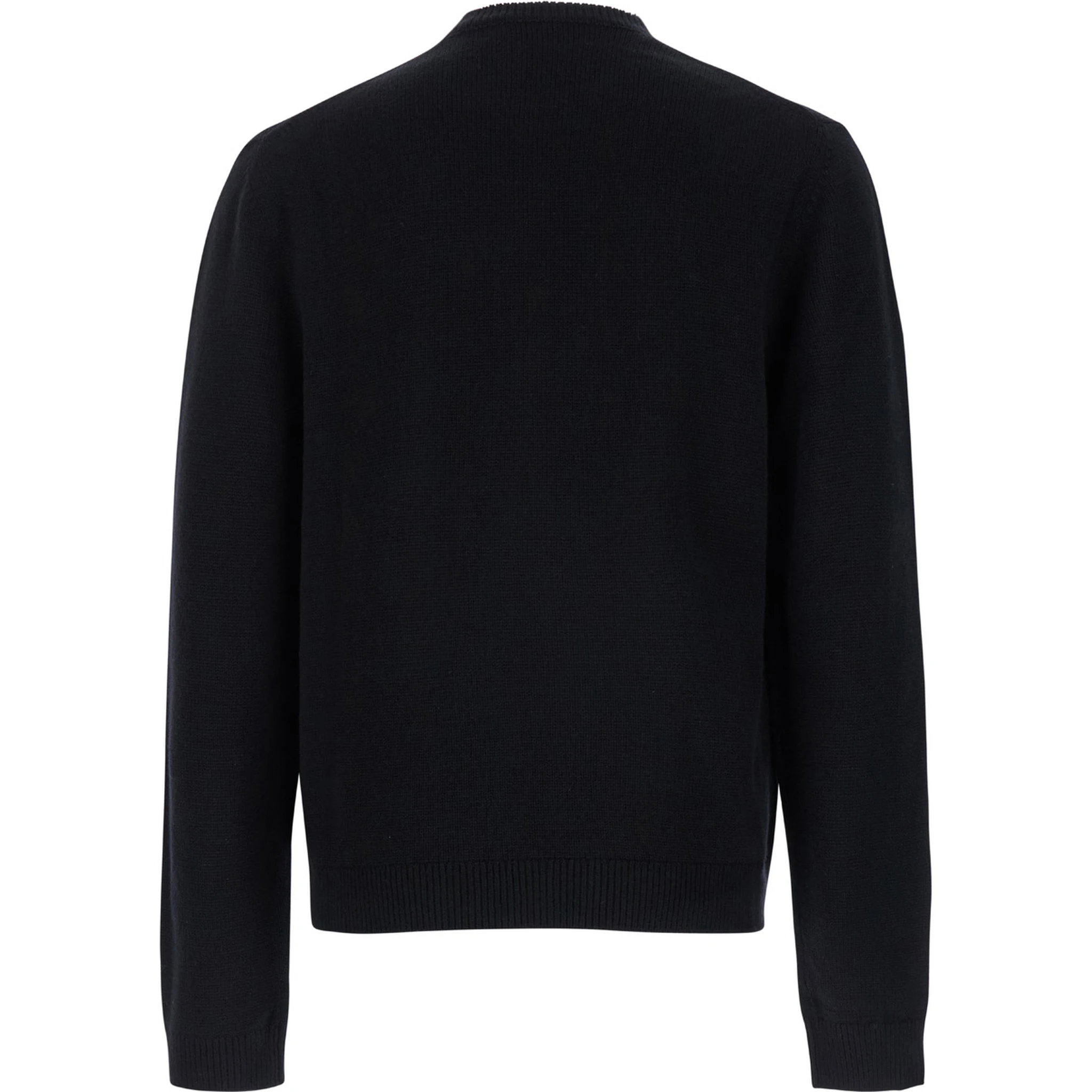 Black Crewneck Sweater with Web Detail in Cashmere Man