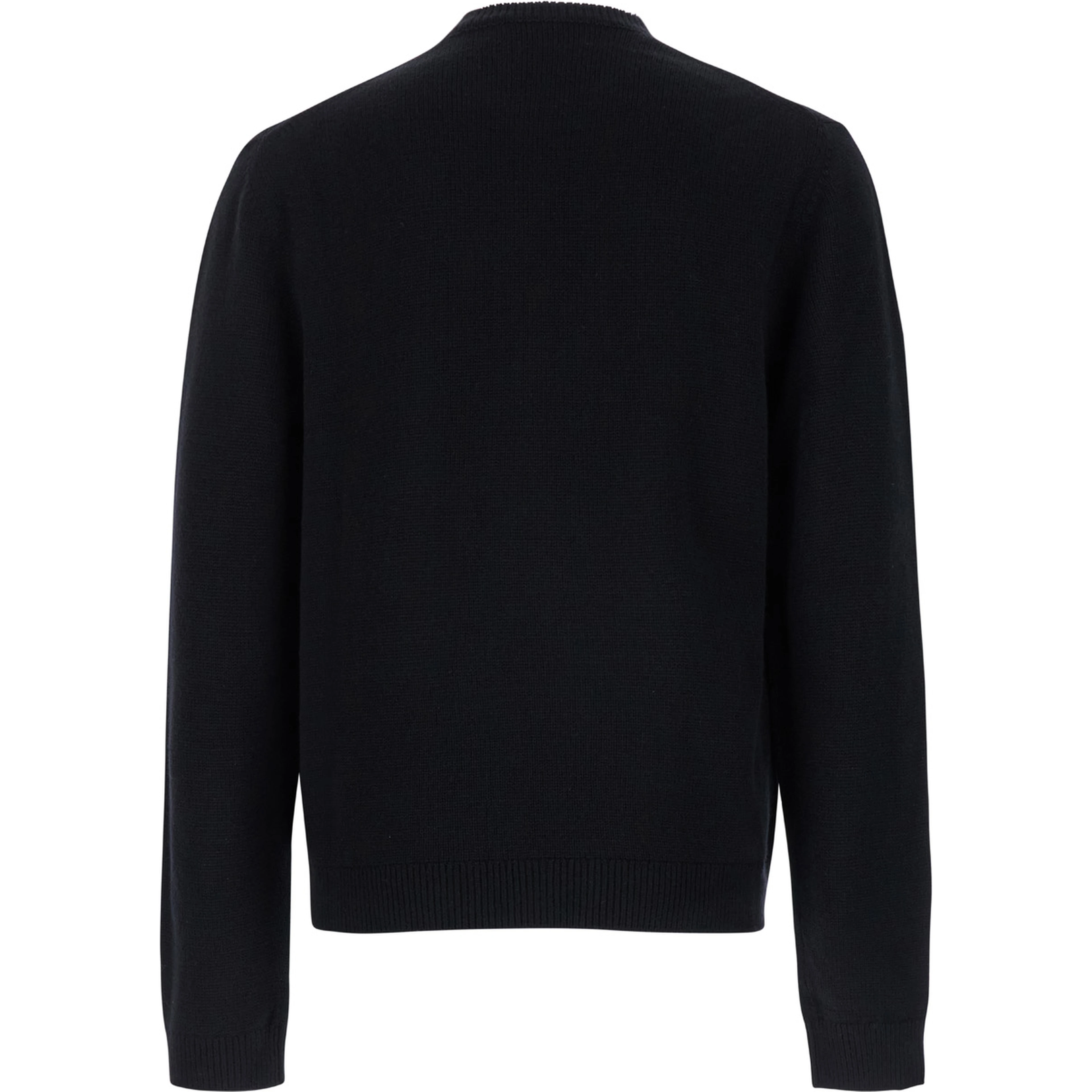 Black Crewneck Sweater with Web Detail in Cashmere Man