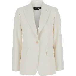 Palchi White Jacket with Classic Lapels in Virgin Wool Woman