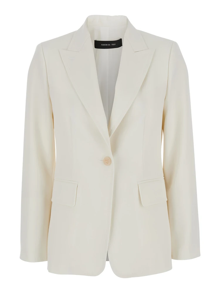 Palchi White Jacket with Classic Lapels in Virgin Wool Woman