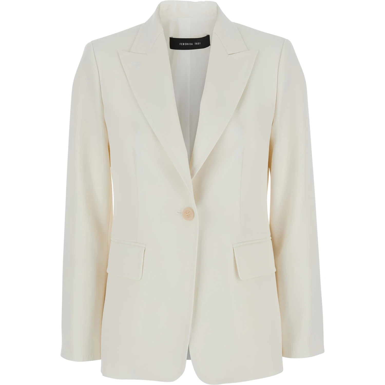 Palchi White Jacket with Classic Lapels in Virgin Wool Woman
