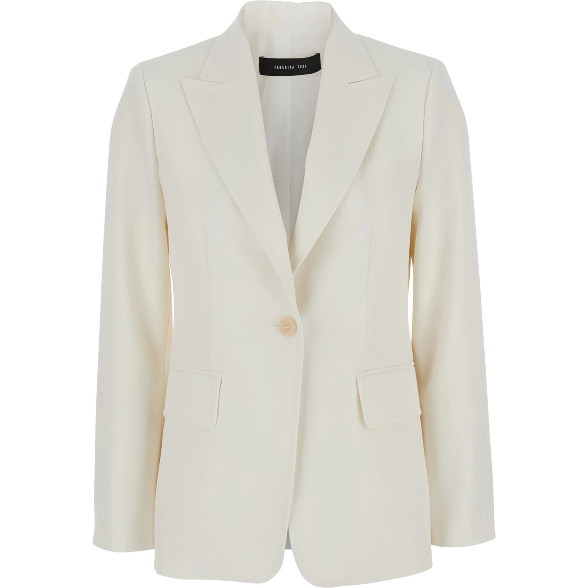 Palchi White Jacket with Classic Lapels in Virgin Wool Woman