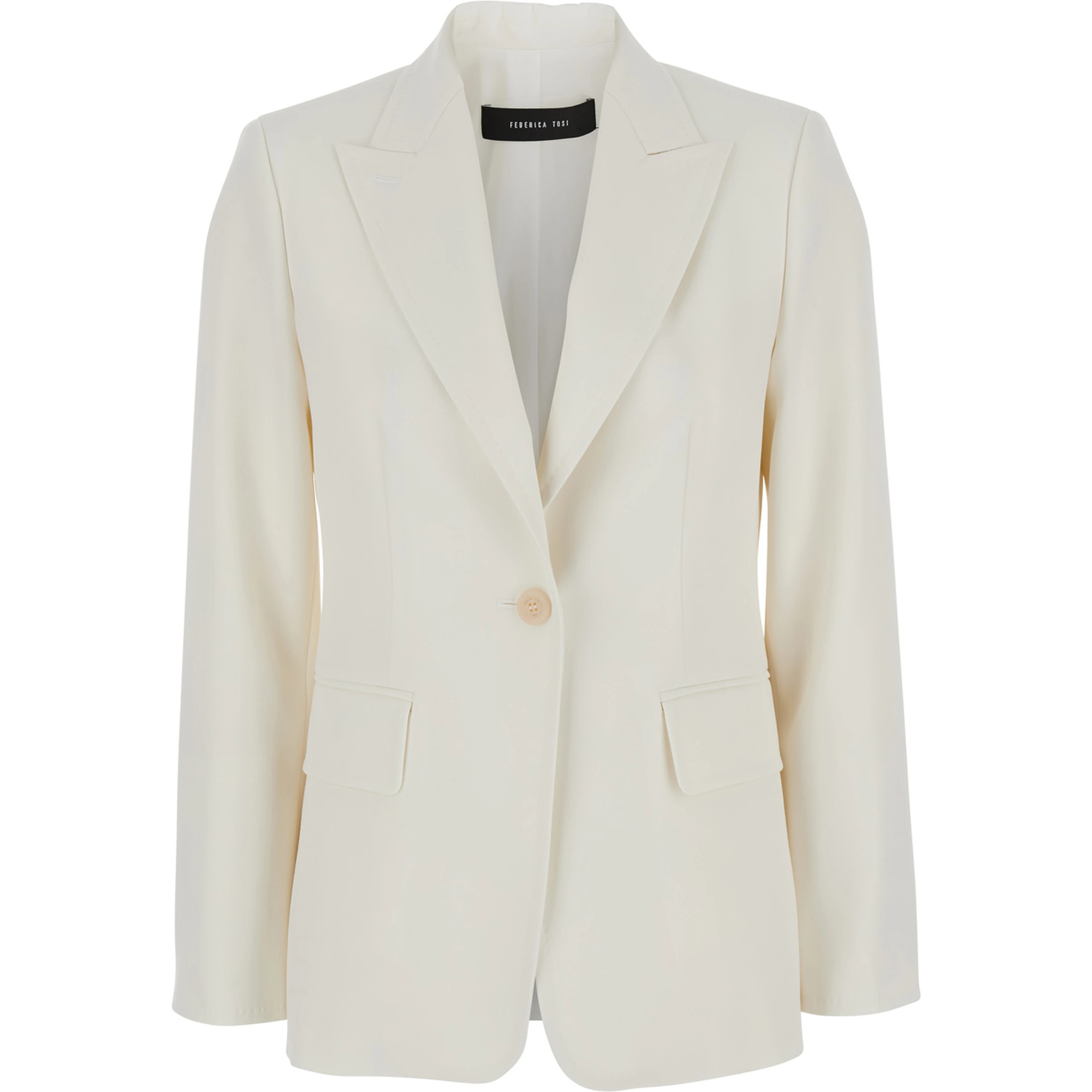 Palchi White Jacket with Classic Lapels in Virgin Wool Woman