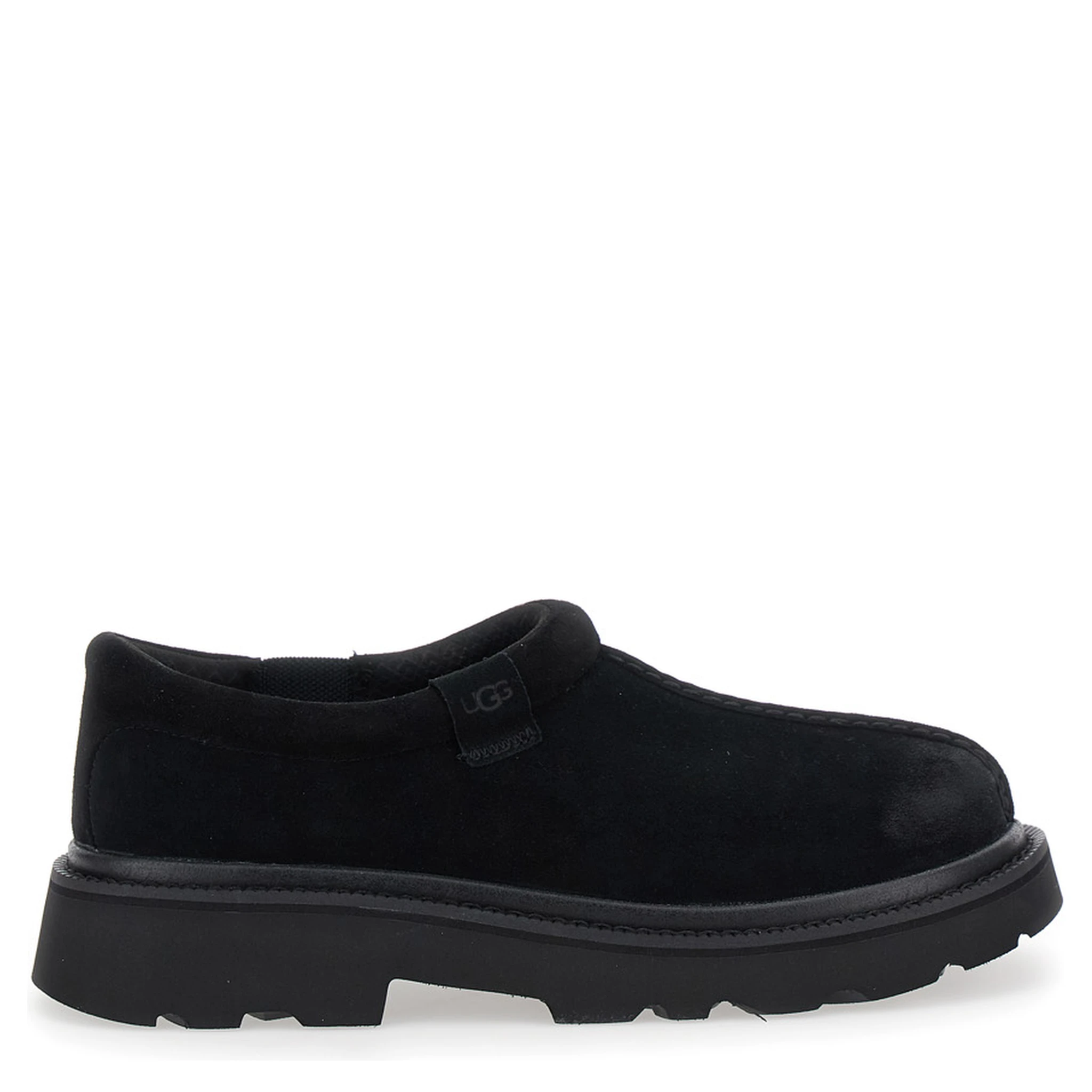 Tasman Black Mule with Raised Sole in Suede Man
