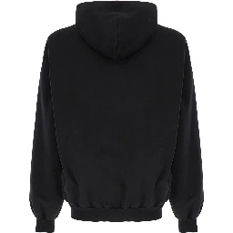Beverly Hills Oversized Black Hoodie with Logo Print in Cotton Woman