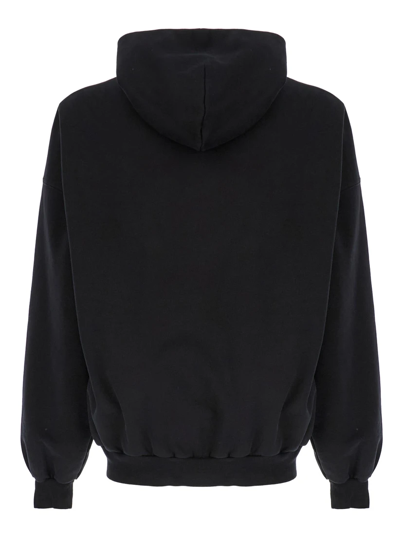 Beverly Hills Oversized Black Hoodie with Logo Print in Cotton Woman
