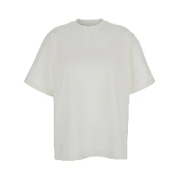 White Crewneck T-Shirt with Tonal Logo Print on the Front in Cotton Woman