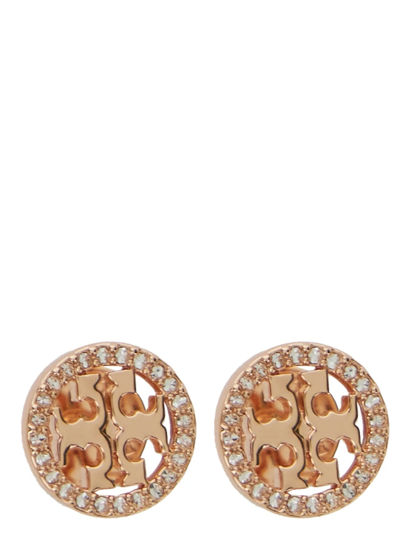 Miller Metallic Stud Earings with Crystal Embellishments in Brass Blend Woman