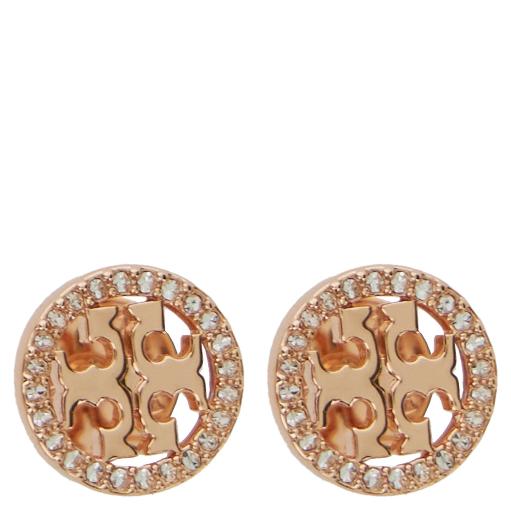 Miller Metallic Stud Earings with Crystal Embellishments in Brass Blend Woman