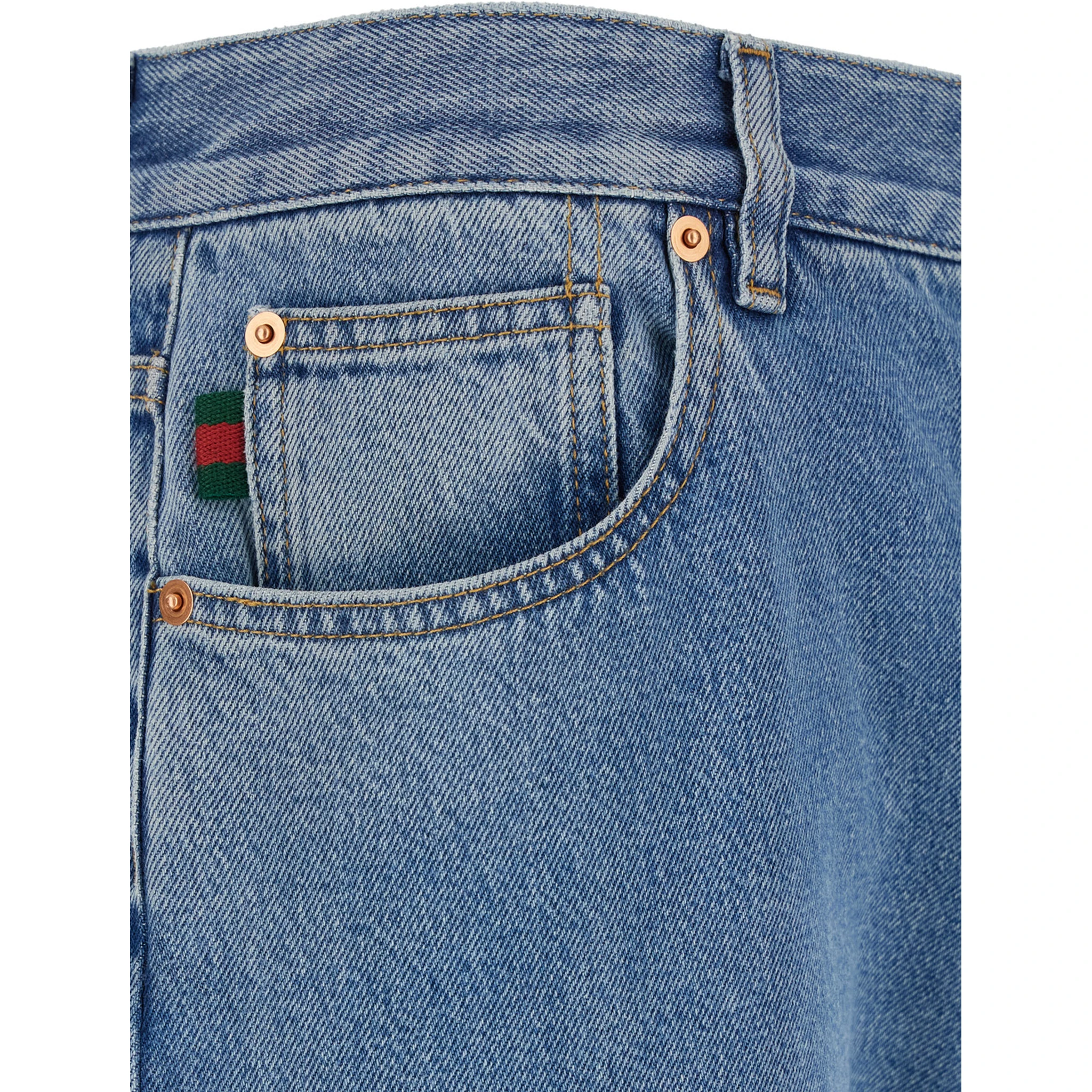 Light blue Blue Jeans with Gucci Rossa Ancora Patch in Blue Washed Denim Woman
