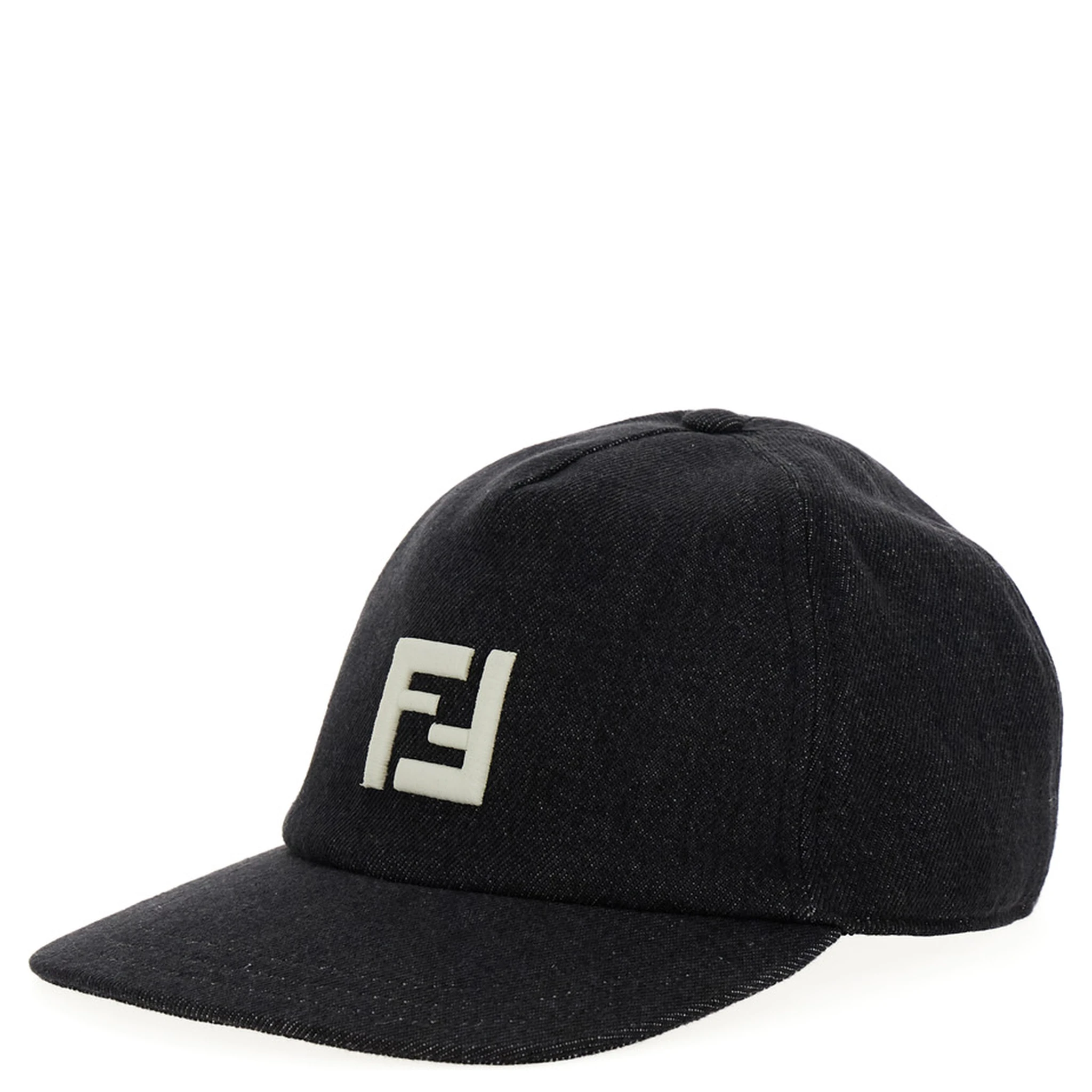 Black Baseball Cap with Embroidered FF Logo in Cotton Man