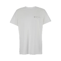 White Crewneck T-Shirt with Logo Lettering on the Front in Cotton Man