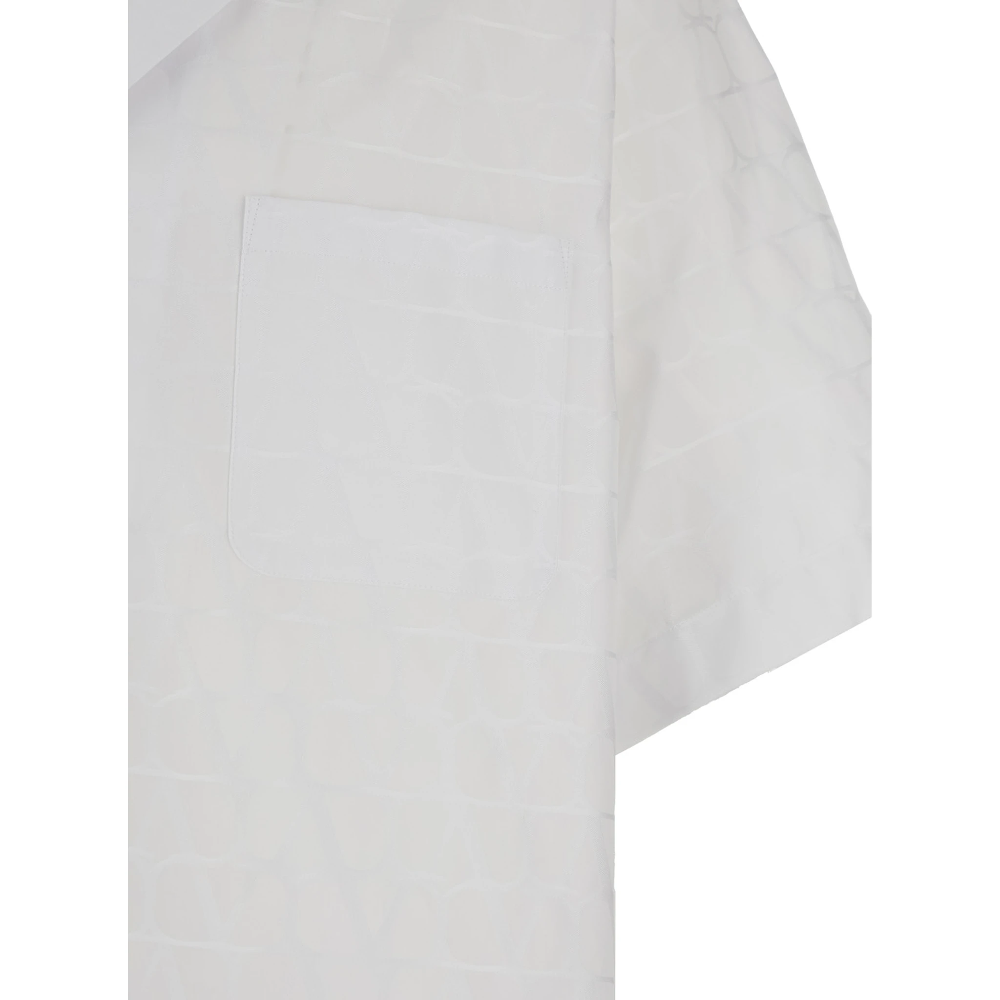 White Bowling Shirt with Patch Pocket in Toile Iconographique Man
