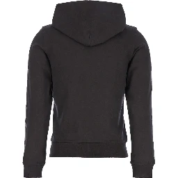 Black Zip-Up Hoodie with No Logo Gothic Print in Jersey Woman