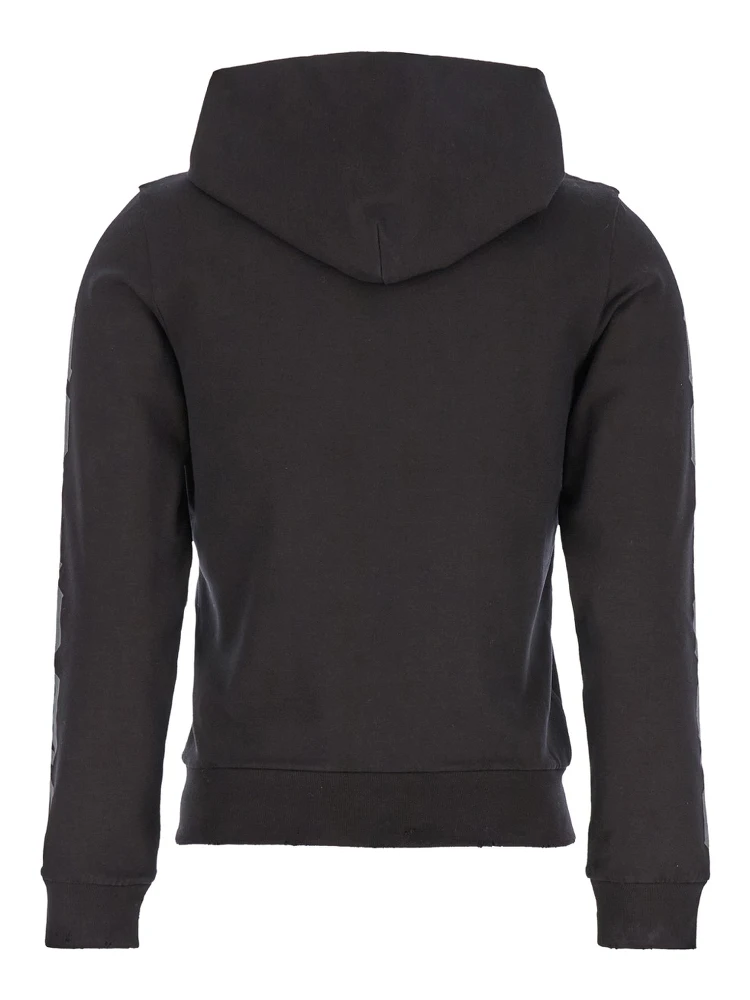 Black Zip-Up Hoodie with No Logo Gothic Print in Jersey Woman alternative