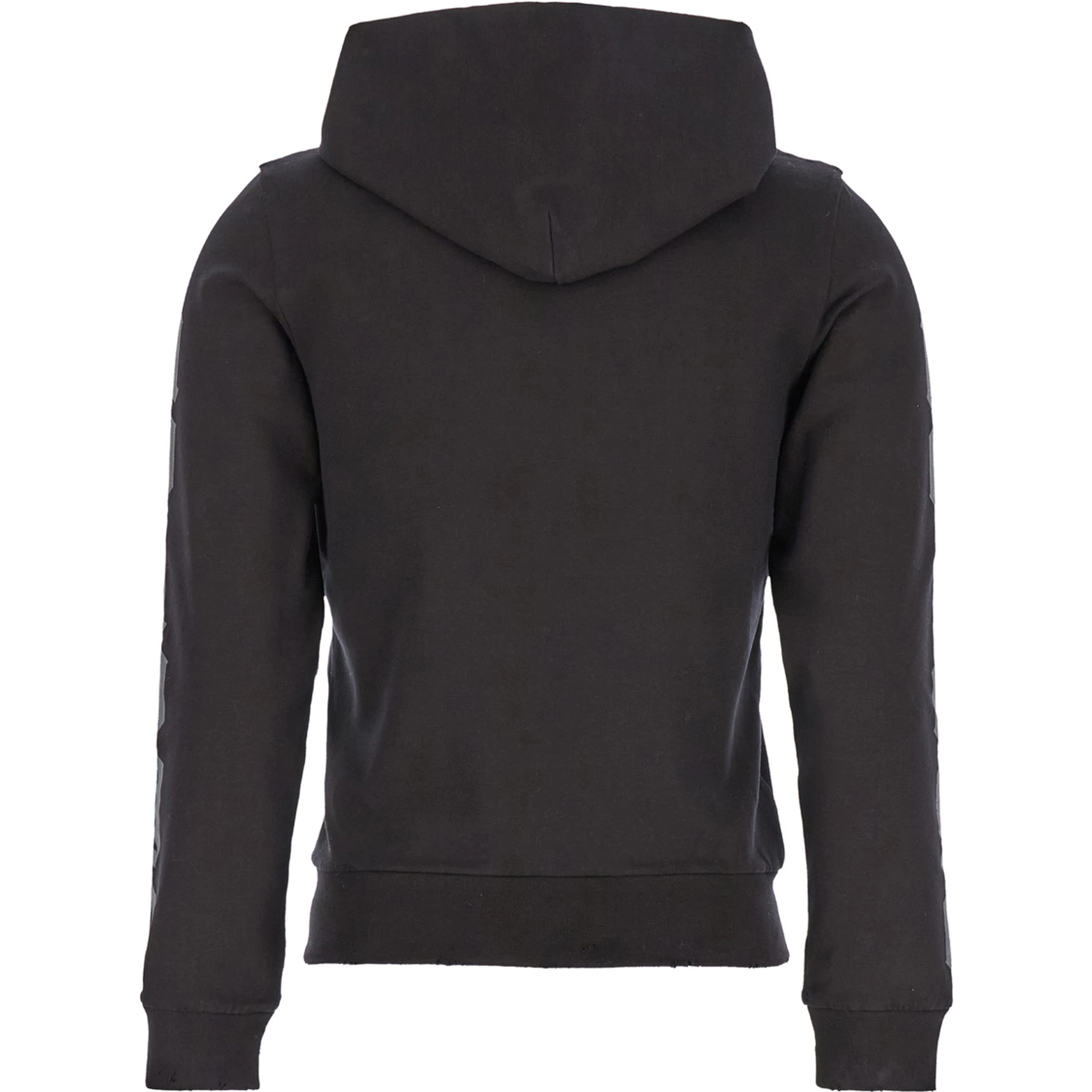 Black Zip-Up Hoodie with No Logo Gothic Print in Jersey Woman