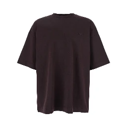 Bordeaux T-Shirt with Logo Embroidered on the Front and Print on the Back in Cotton Man