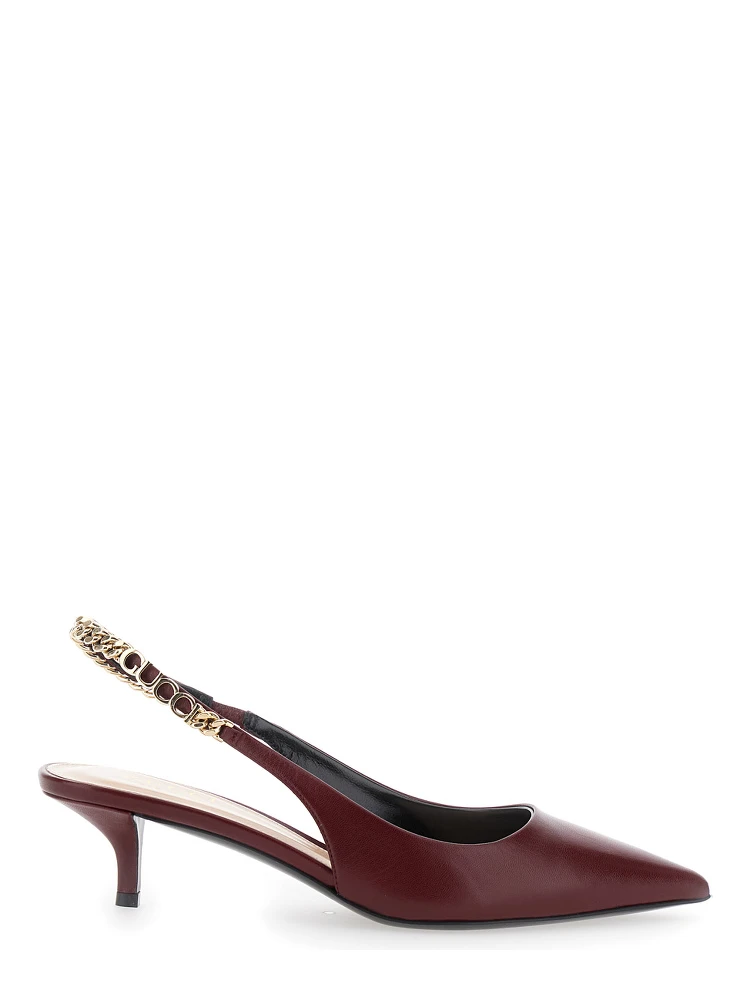 Signoria Red Ancora Slingback Pumps with Lettering in Leather Woman