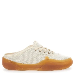 Low Skate Mule White Low Top Sneakers with Contrasting Sole in Cotton Man