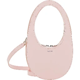 Mini Swipe Pink Crossbody Bag with Embossed Logo and Removable Shoulder Strap in Leather Woman