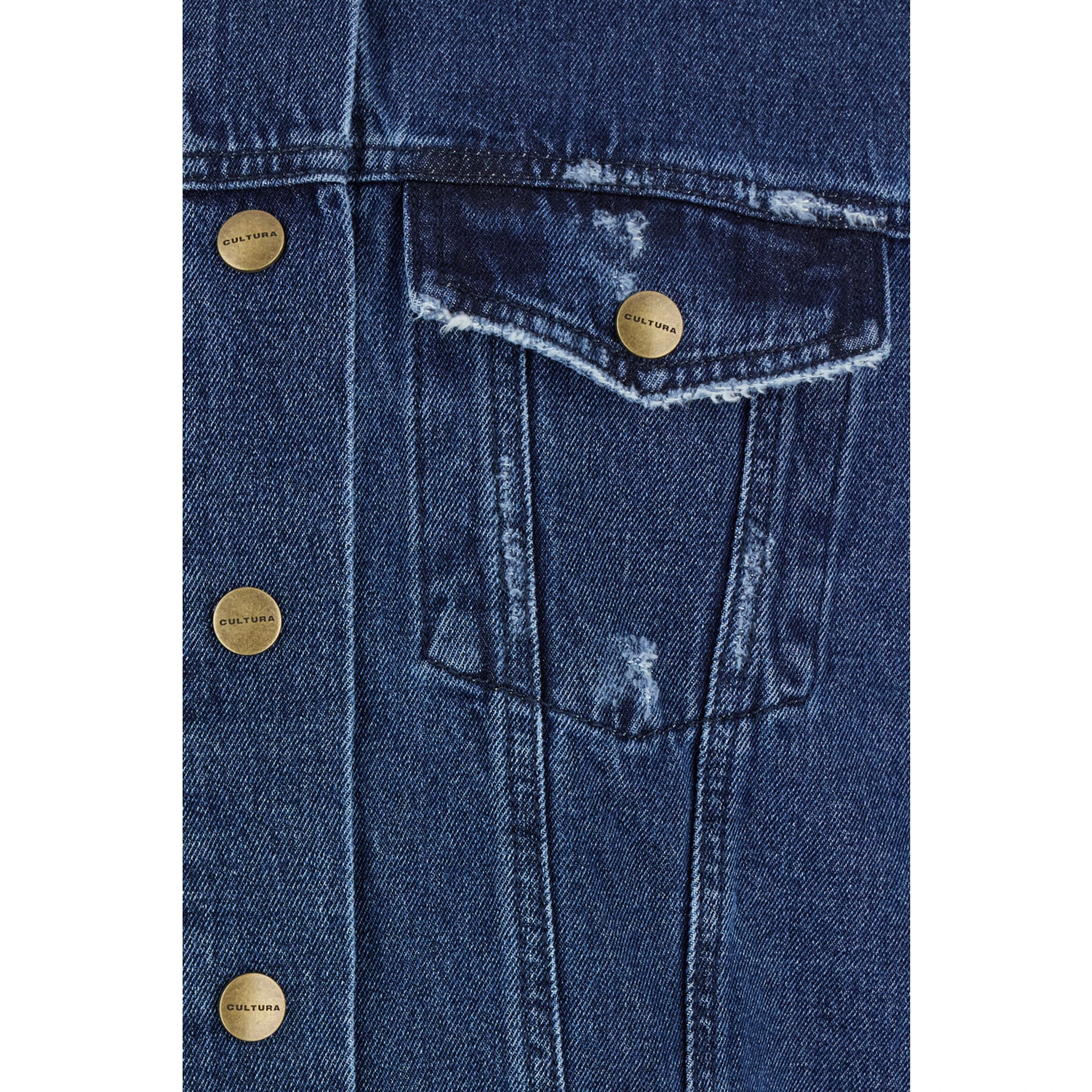 Blue Jacket with Branded Buttons in Denim Man