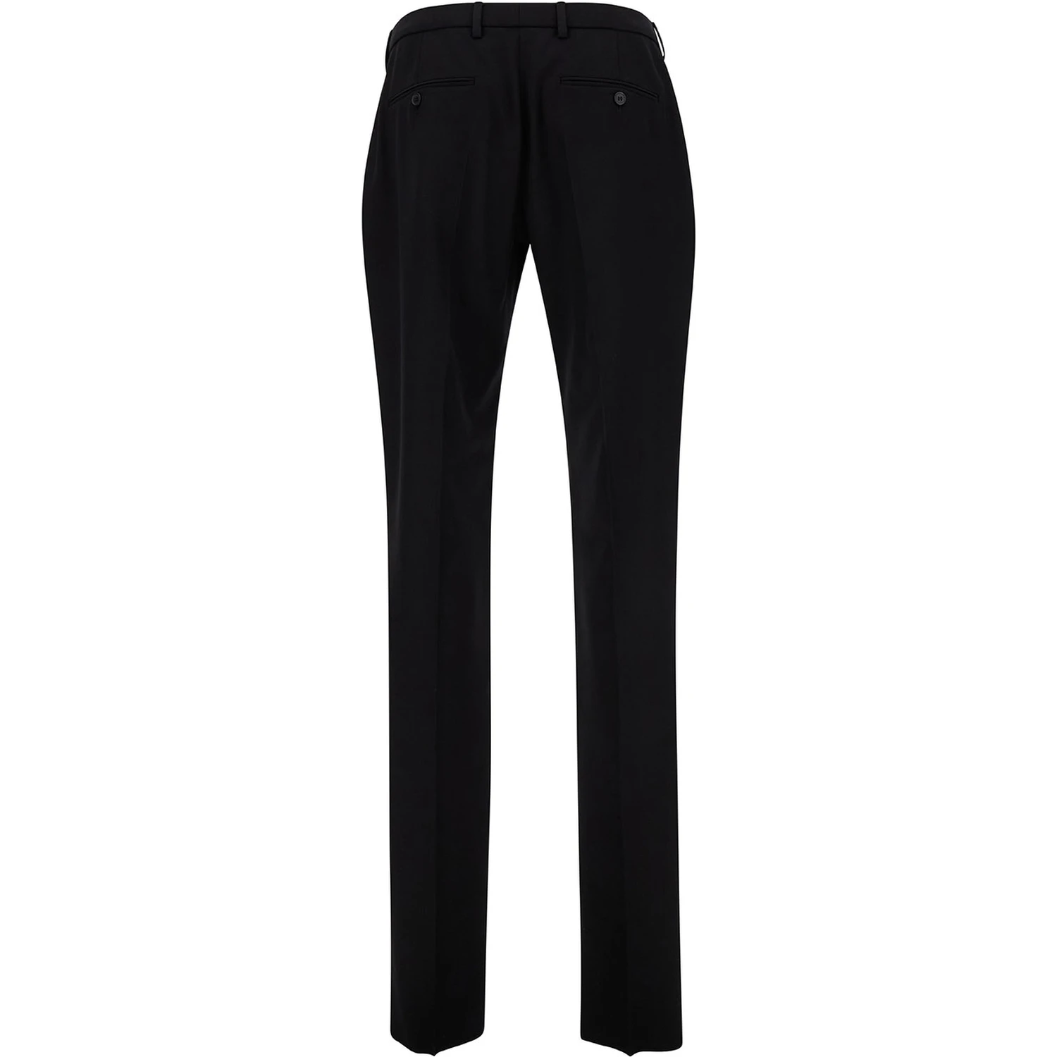Black Tailored Pants with Front Pinces in Wool Man
