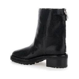 Brooklyn Black Ankle Boots with Buckle in Smooth Leather Woman